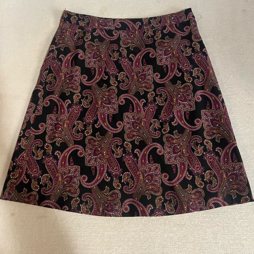 Margaret M Black and Pink Paisley Deandra A-Line Skirt